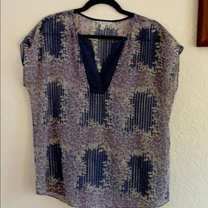 CAbi sheer V neck shirt